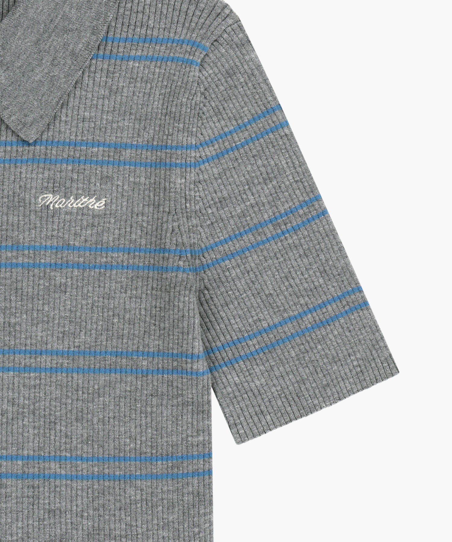 Marithe & Francois Girbaud - Stripe Half Zip Up Slim Knit (Melange Gray) product image 10 | TRAB K-Fashion Australia