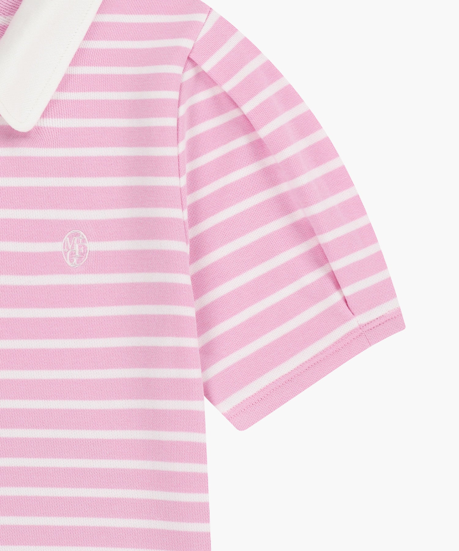 Marithe & Francois Girbaud - Collar Stripe Half Sleeve Crop Sweatshirt (Pink) product image 10 | TRAB K-Fashion Australia