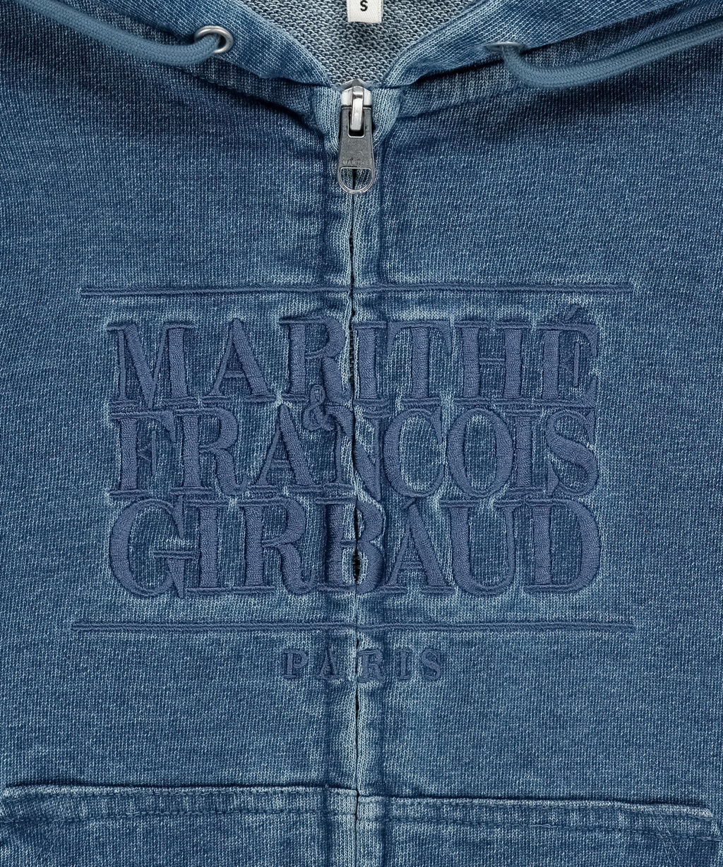 Marithe & Francois Girbaud - Embroidery Classic Logo Crop Hoodie Zipup (Blue) product image 10 | TRAB K-Fashion Australia