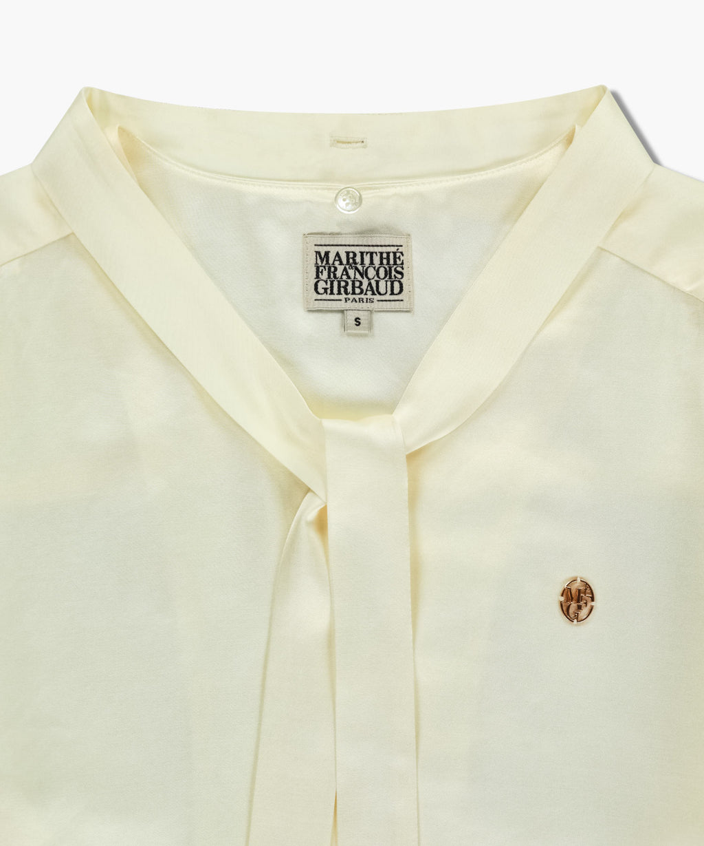 Marithe & Francois Girbaud - V-neck Tie Blouse (Ivory) product image 10 | TRAB K-Fashion Australia