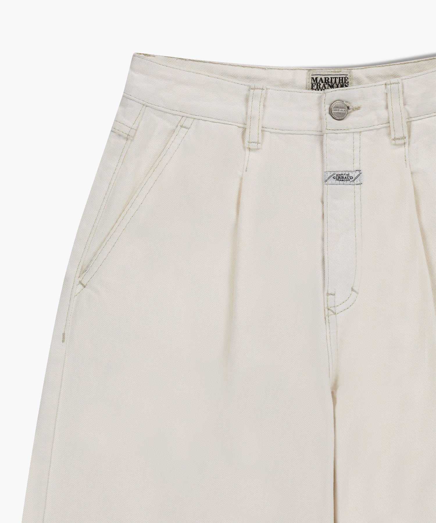 Marithe & Francois Girbaud - Low-waist Tuck Wide Denim Pants (Ecru) product image 12 | TRAB K-Fashion Australia
