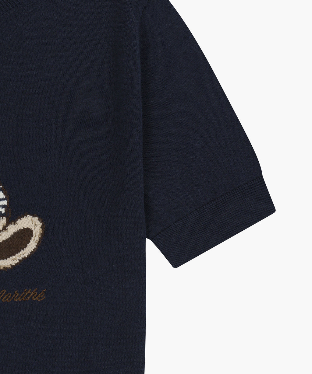 Marithe & Francois Girbaud - Doodle Bear Half Knit Pullover (Navy) product image 10 | TRAB K-Fashion Australia
