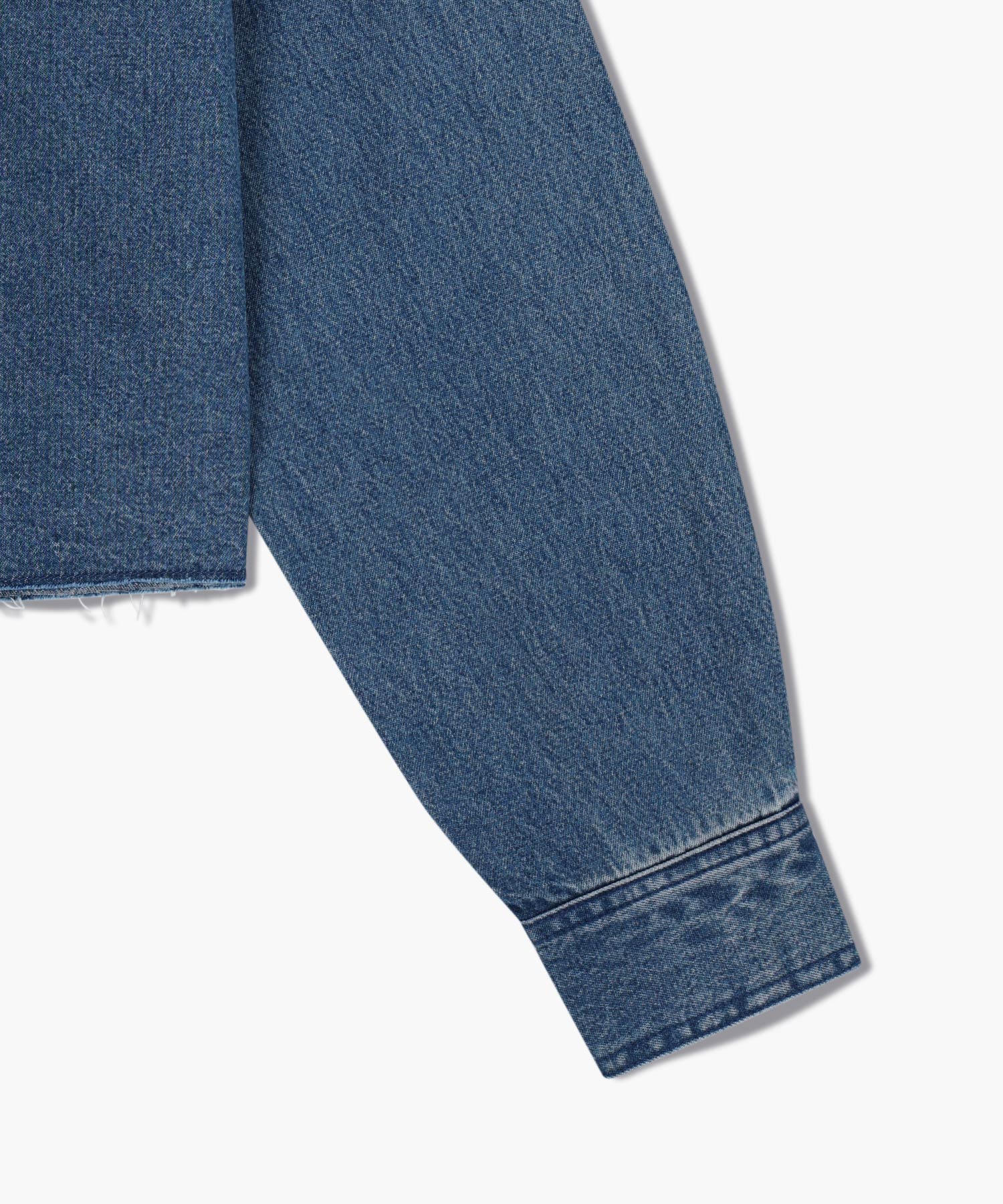 Marithe & Francois Girbaud - Heritage Lettering Logo Denim Crop Shirt (Blue) product image 10 | TRAB K-Fashion Australia