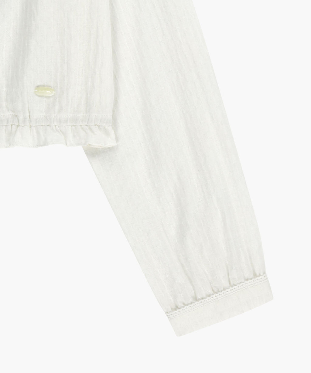 Marithe & Francois Girbaud - Lace Shirring Crop Blouse (White) product image 10 | TRAB K-Fashion Australia