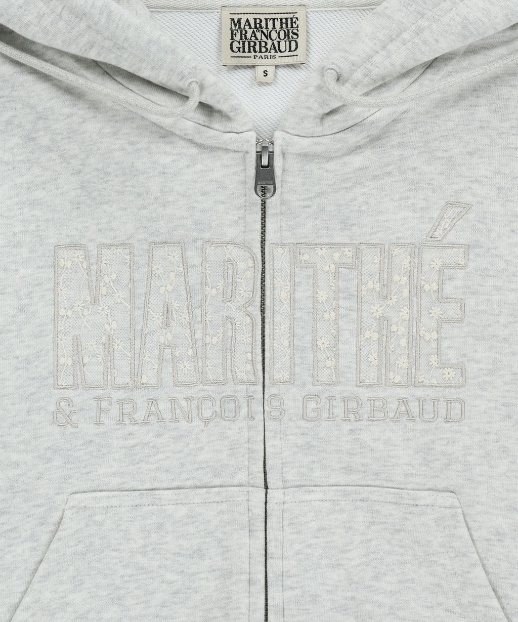 Marithe & Francois Girbaud - Lace Applique Crop Hoodie Zipup (Light Heather Gray) product image 10 | TRAB K-Fashion Australia