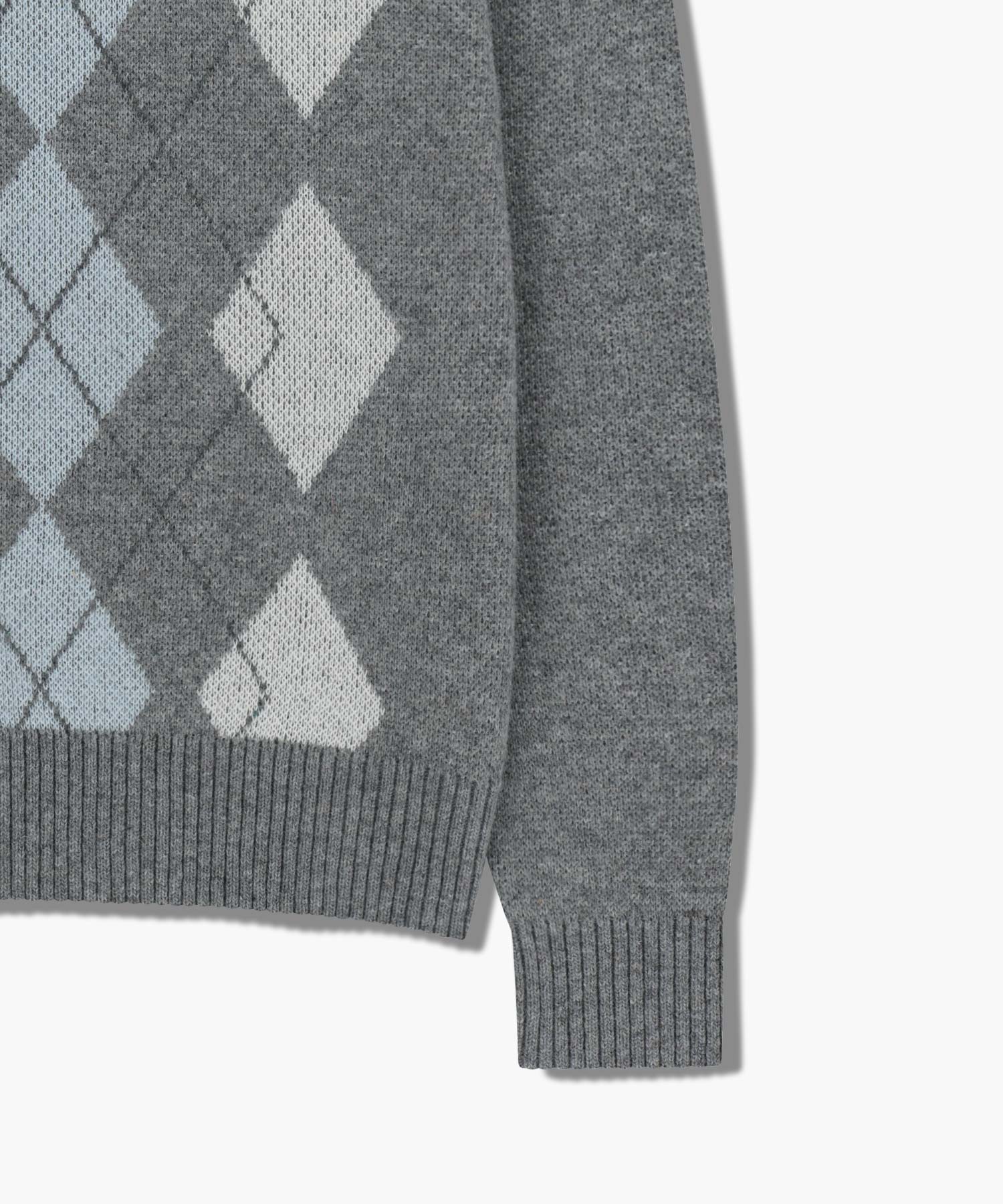 Marithe & Francois Girbaud - Argyle Jqd Knit Pullover (Heather Gray) product image 10 | TRAB K-Fashion Australia