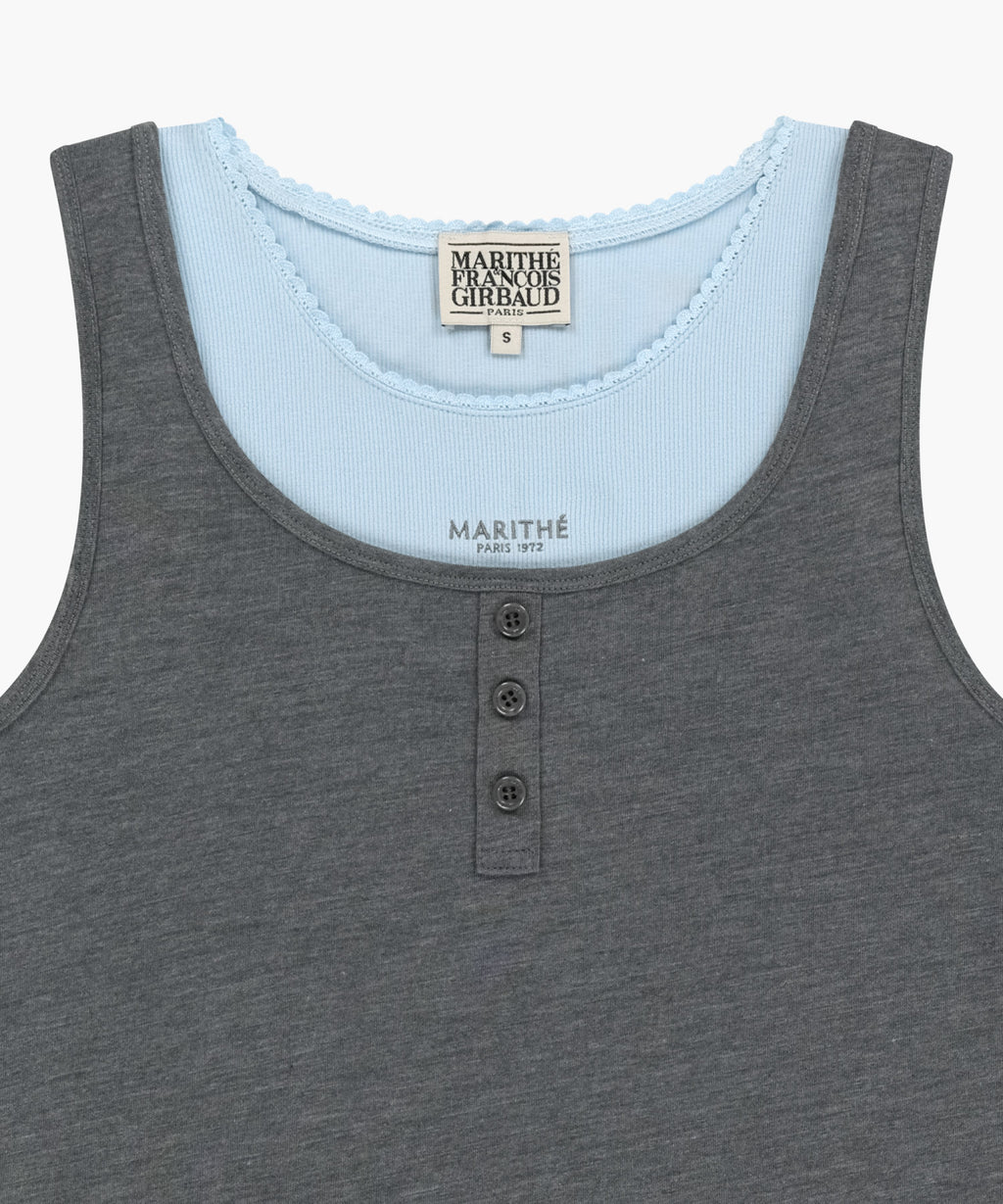Marithe & Francois Girbaud - [Pre-order – Ships 7 Jul] Layered Sleeveless (Heather Charcoal) product image 13 | TRAB K-Fashion Australia