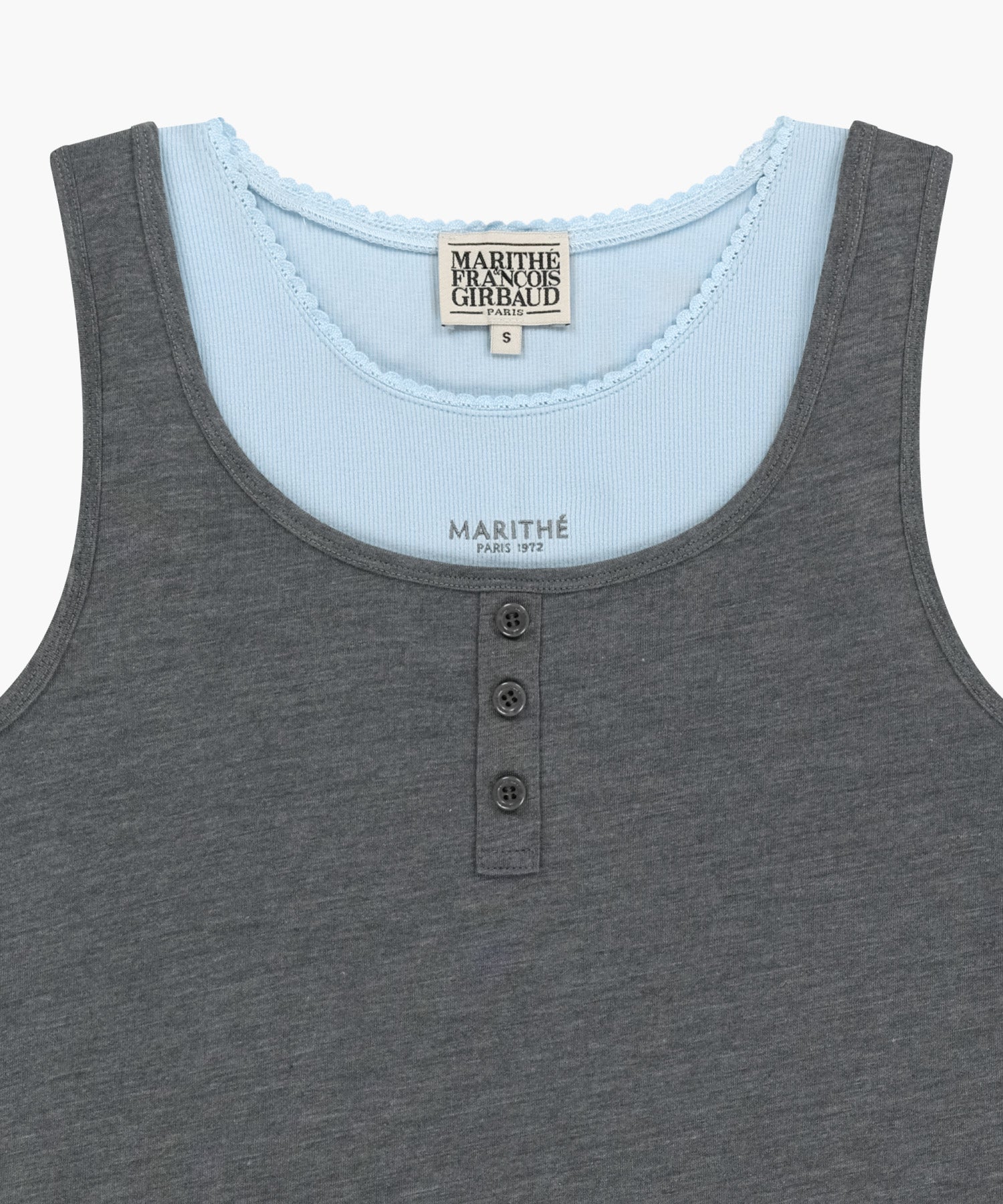 Marithe & Francois Girbaud - [Pre-order – Ships 7 Jul] Layered Sleeveless (Heather Charcoal) product image 13 | TRAB K-Fashion Australia
