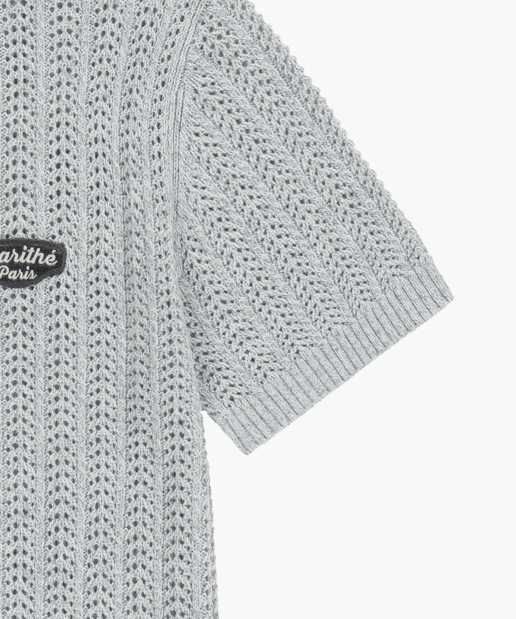 Marithe & Francois Girbaud - Wappen Crochet Half Knit Cardigan (Heather Gray) product image 10 | TRAB K-Fashion Australia