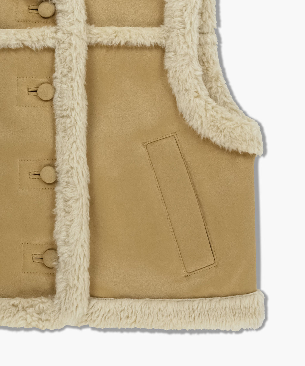 Marithe & Francois Girbaud - Shearling Crop Vest (Beige) product image 10 | TRAB K-Fashion Australia