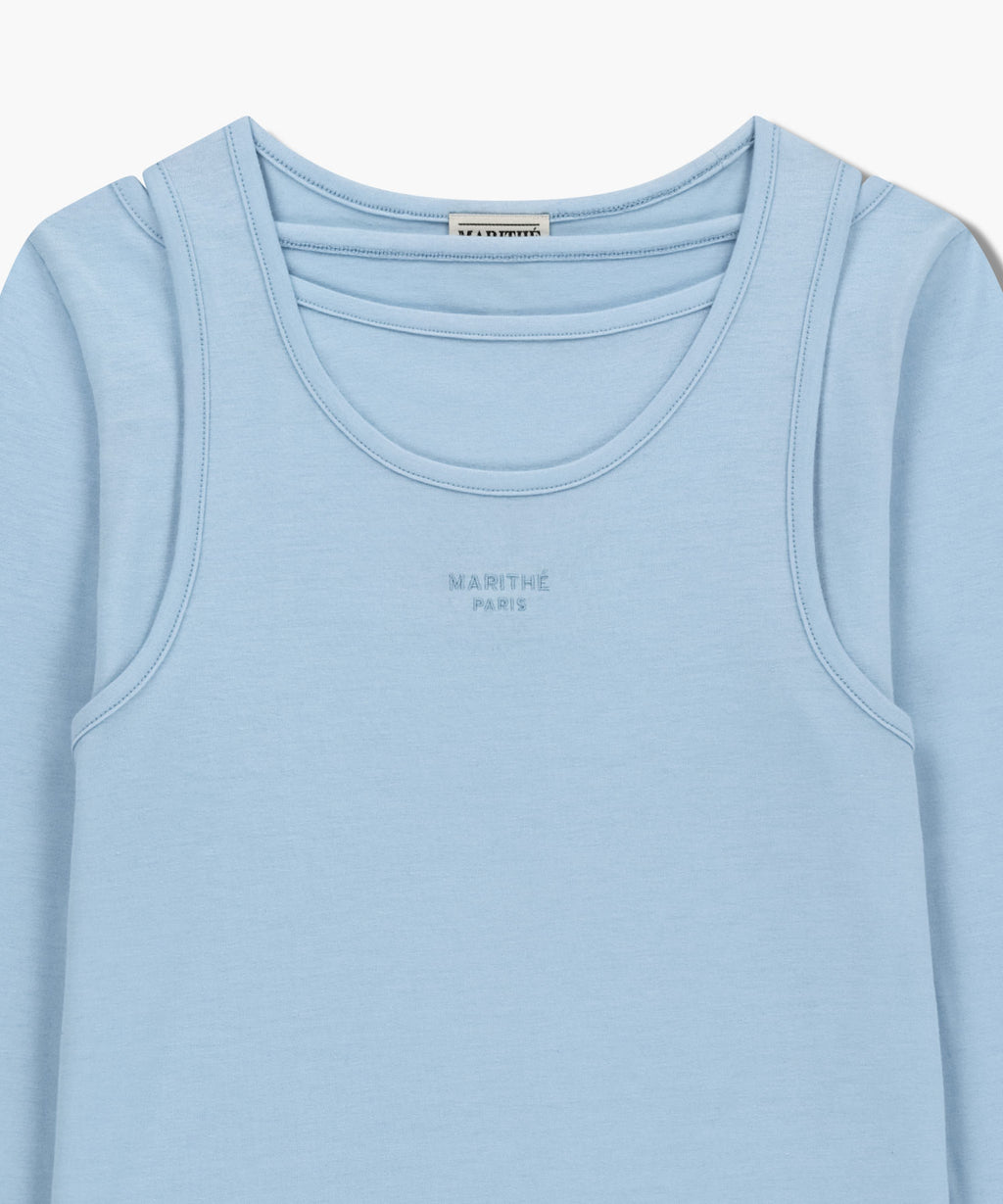 Marithe & Francois Girbaud - Layered Jersey Long Sleeve (Sky Blue) product image 10 | TRAB K-Fashion Australia
