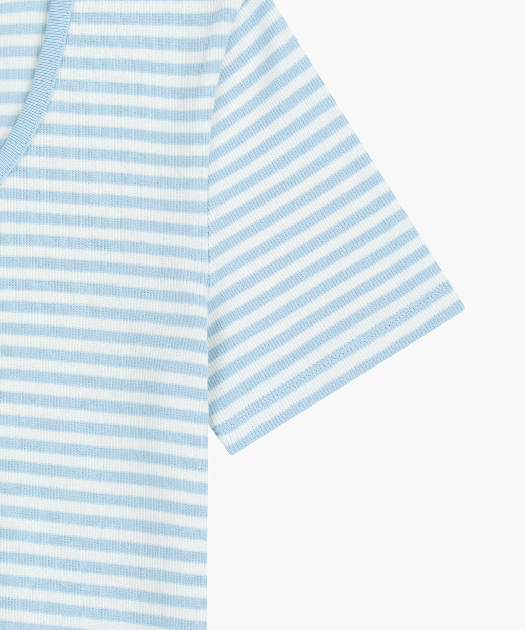 Marithe & Francois Girbaud - Deep Neck Ringer Tee (Sky Blue) product image 10 | TRAB K-Fashion Australia