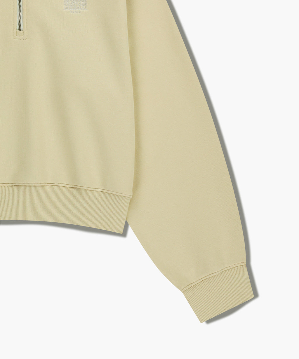 Marithe & Francois Girbaud - Classic Logo Half Zipup Crop Sweatshirt (Light Yellow) product image 10 | TRAB K-Fashion Australia