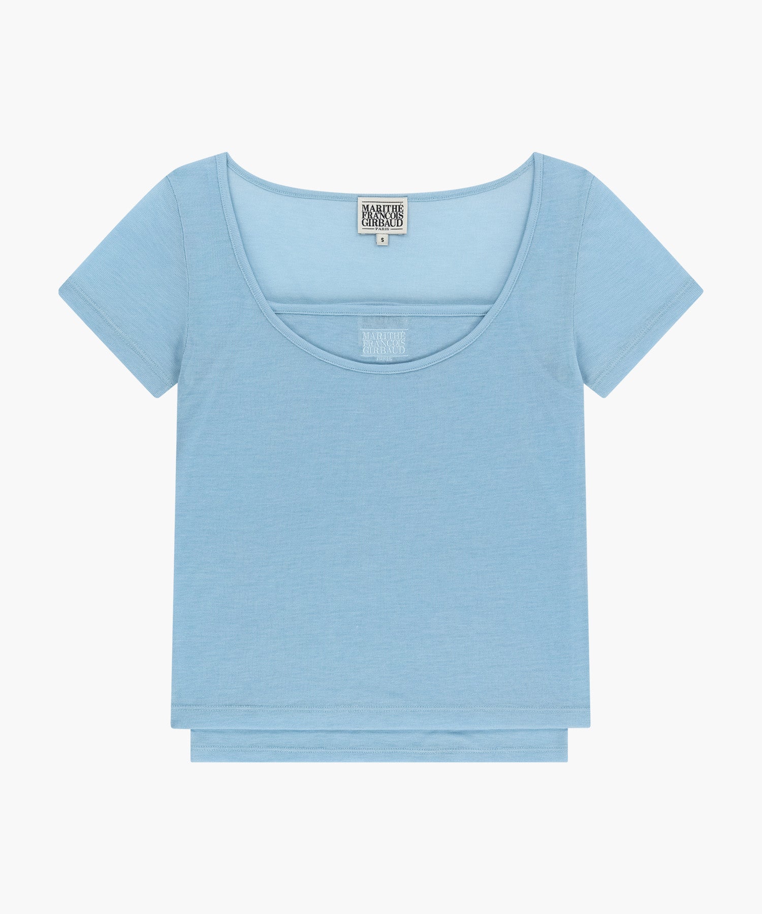 Marithe & Francois Girbaud - Small Classic Logo Sleeveless Layered Slim Crop Tee (Sky Blue) product image 10 | TRAB K-Fashion Australia
