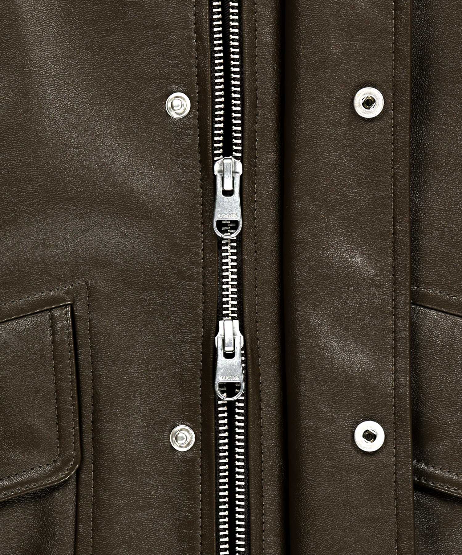 Marithe & Francois Girbaud - Faux Leather High Neck Jacket (Brown) product image 10 | TRAB K-Fashion Australia