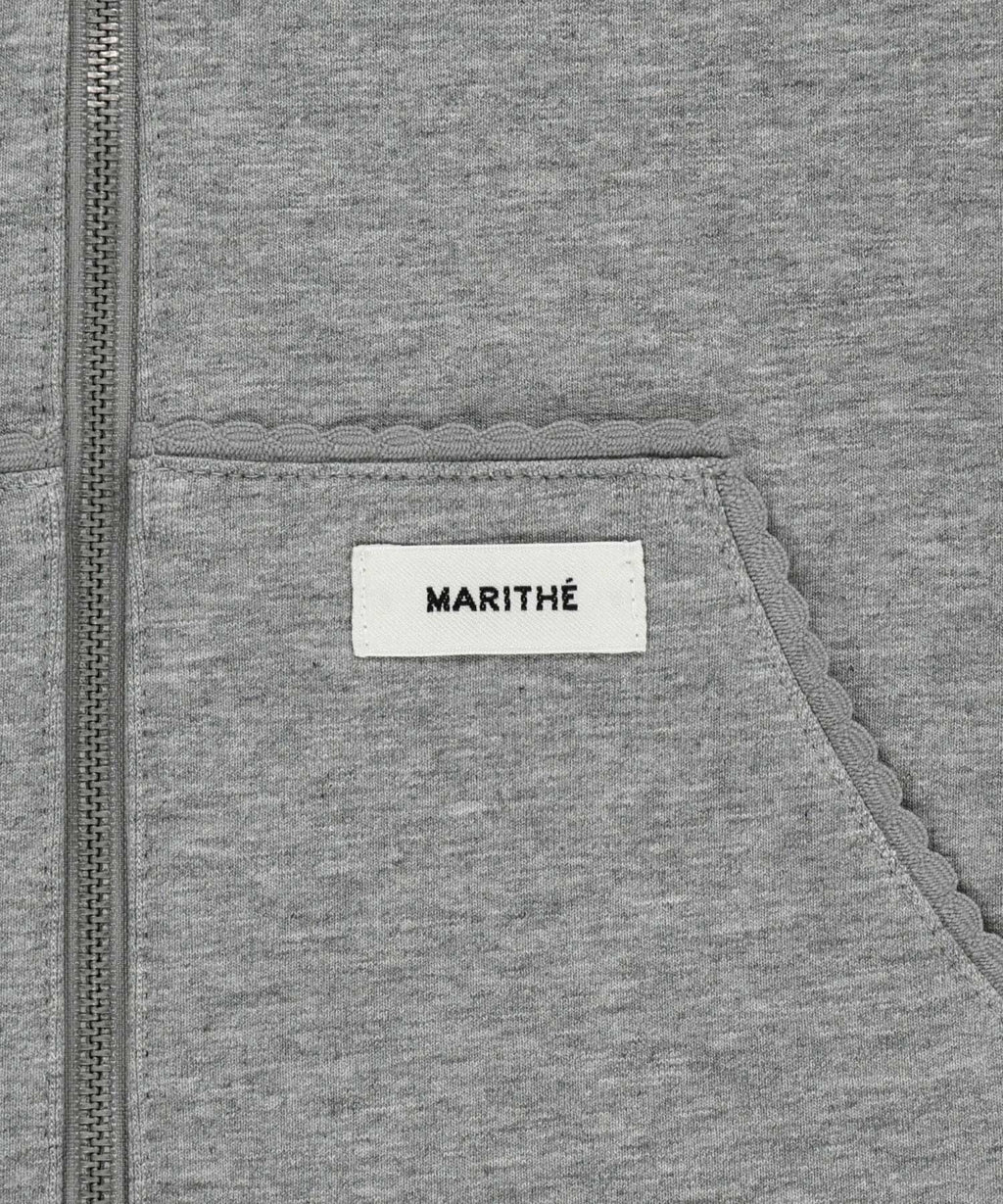 Marithe & Francois Girbaud - Slim Fit Crop Hoodie Zipup (Heather Gray) product image 10 | TRAB K-Fashion Australia