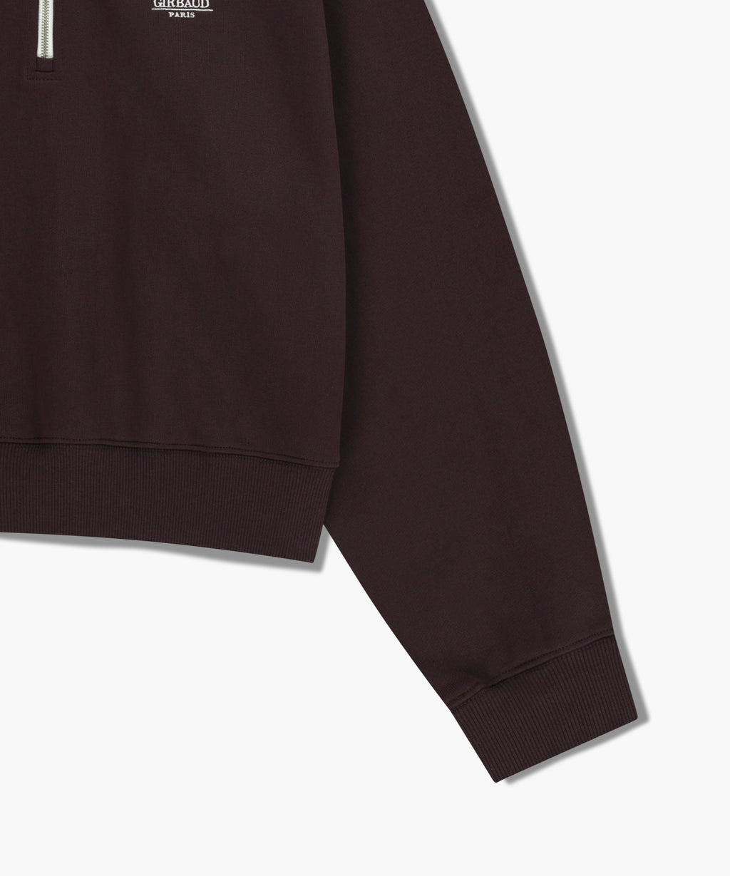 Marithe & Francois Girbaud - Classic Logo Half Zipup Crop Sweatshirt (Brown) product image 10 | TRAB K-Fashion Australia