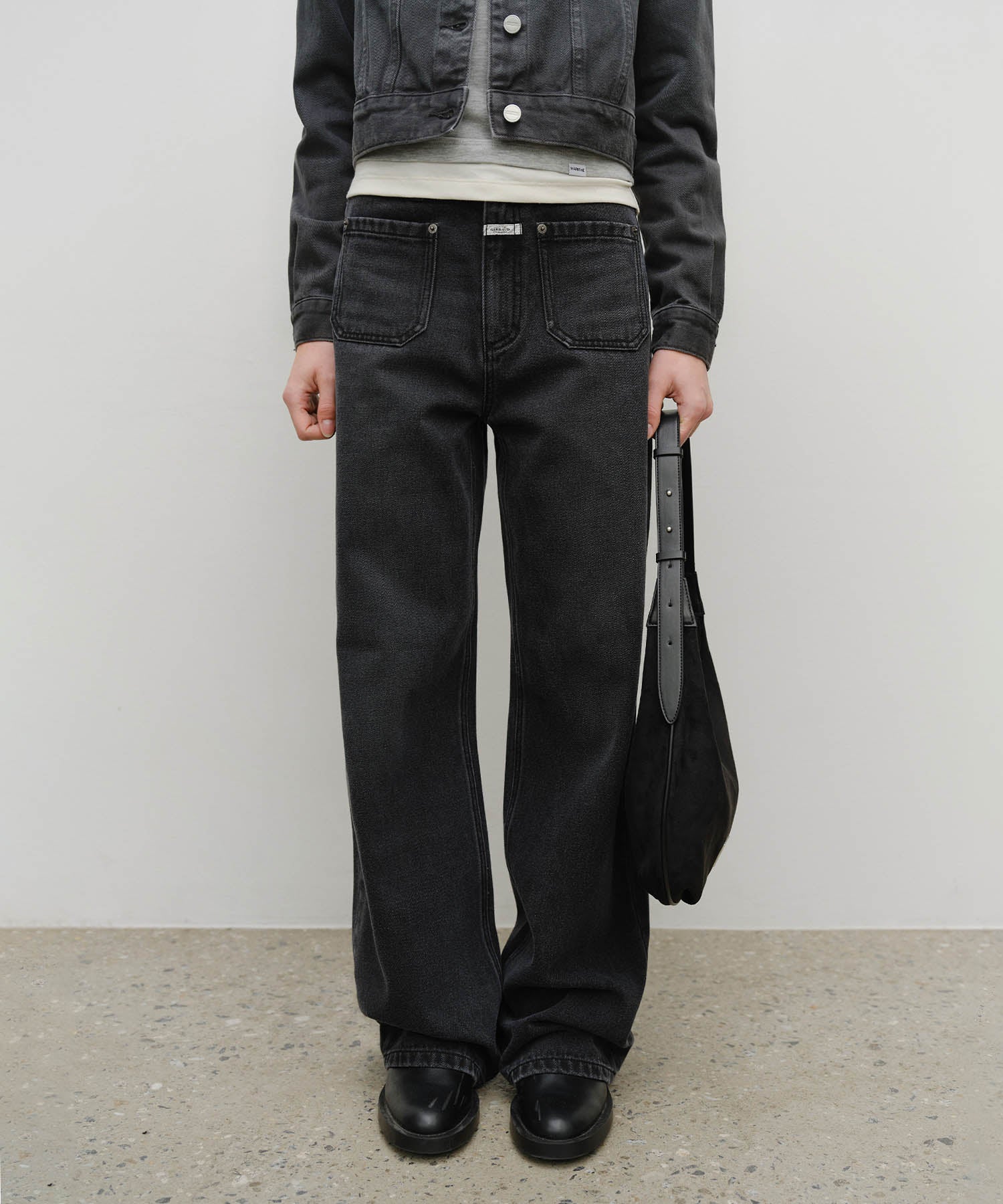 Marithe & Francois Girbaud - Classic Logo Round Suede Shoulder Bag (Black) product image 10 | TRAB K-Fashion Australia