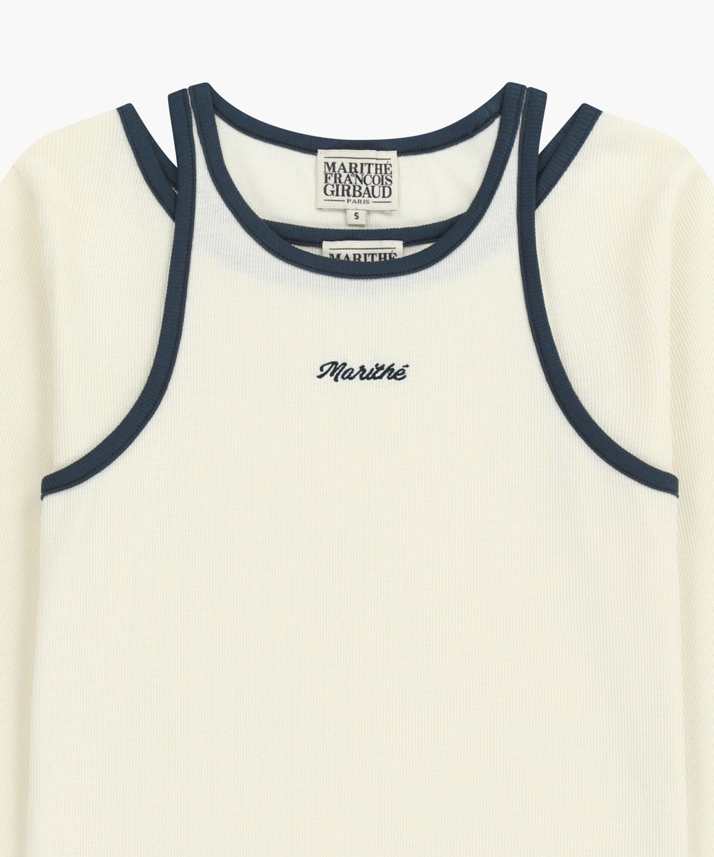 Marithe & Francois Girbaud - Sleeveless Layered Long Sleeve Tee (Ivory) product image 10 | TRAB K-Fashion Australia