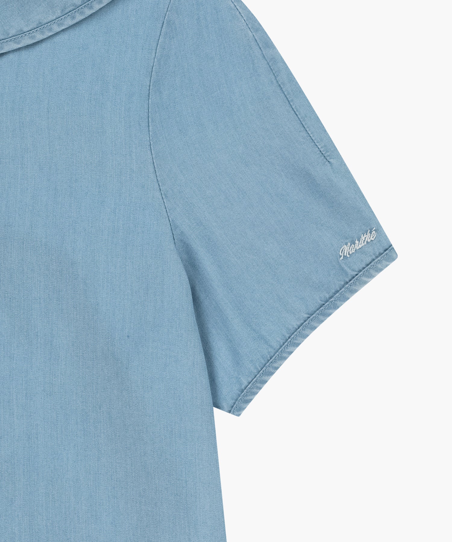 Marithe & Francois Girbaud - Sailor Collar Short Sleeve Chambray Shirt (Light Blue) product image 10 | TRAB K-Fashion Australia
