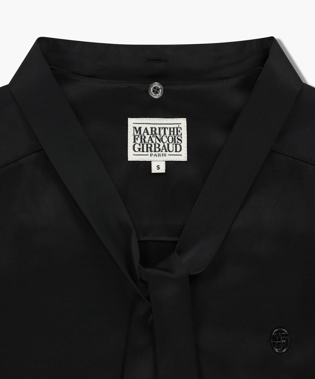 Marithe & Francois Girbaud - V-neck Tie Blouse (Black) product image 10 | TRAB K-Fashion Australia