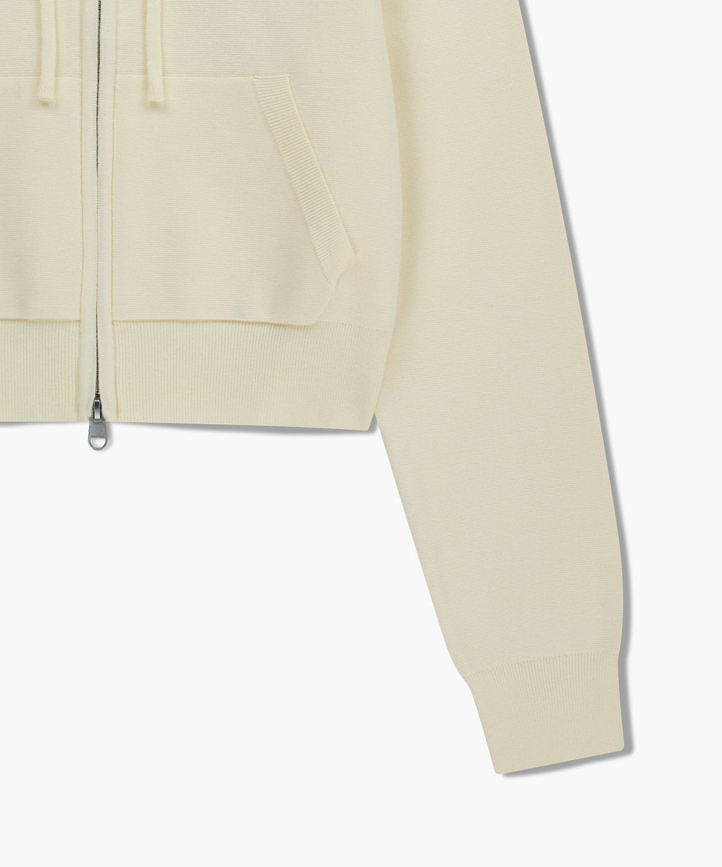 Marithe & Francois Girbaud - Classic Logo Crop Knit Hoodie Zipup (Ivory) product image 10 | TRAB K-Fashion Australia