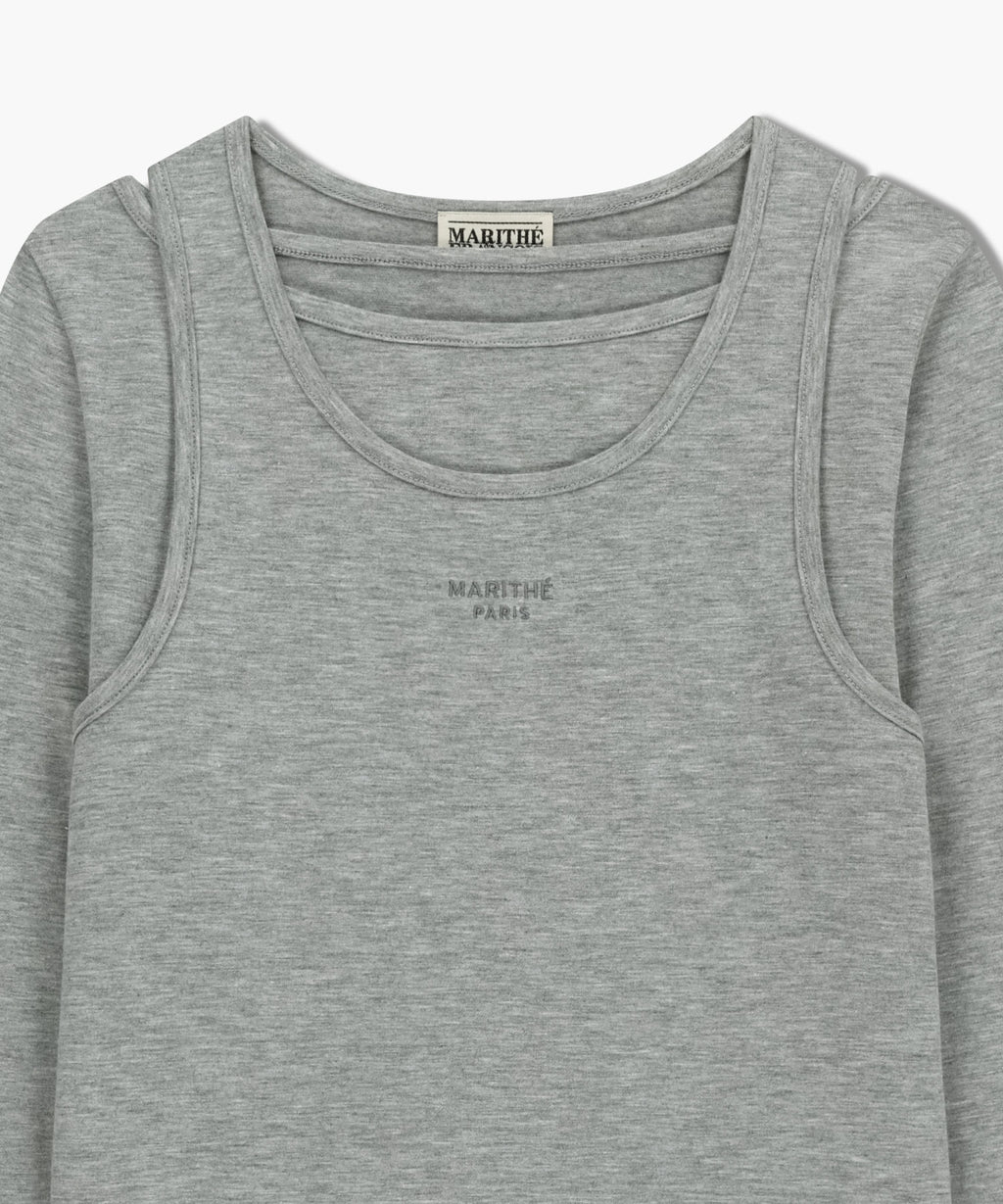 Marithe & Francois Girbaud - Layered Jersey Long Sleeve (Light Heather Gray) product image 10 | TRAB K-Fashion Australia