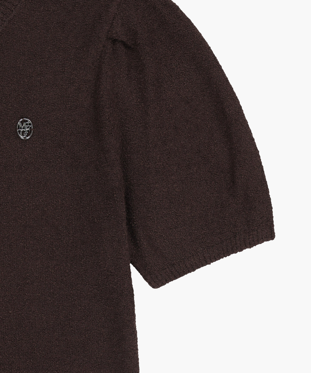Marithe & Francois Girbaud - Puff Sleeve Half Knit Cardigan (Dark Brown) product image 10 | TRAB K-Fashion Australia