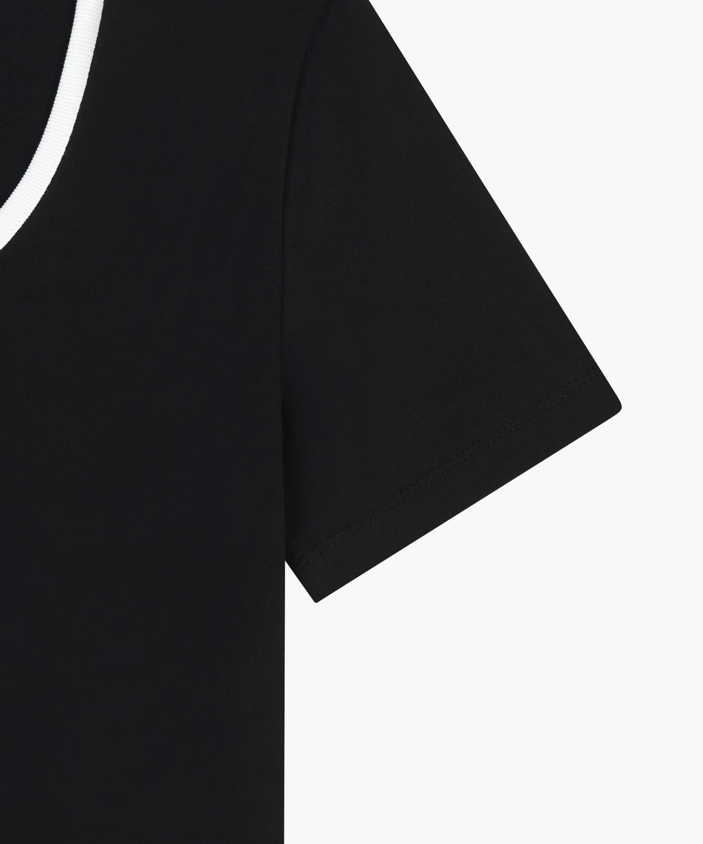 Marithe & Francois Girbaud - Deep Neck Ringer Tee (White/Black) product image 10 | TRAB K-Fashion Australia