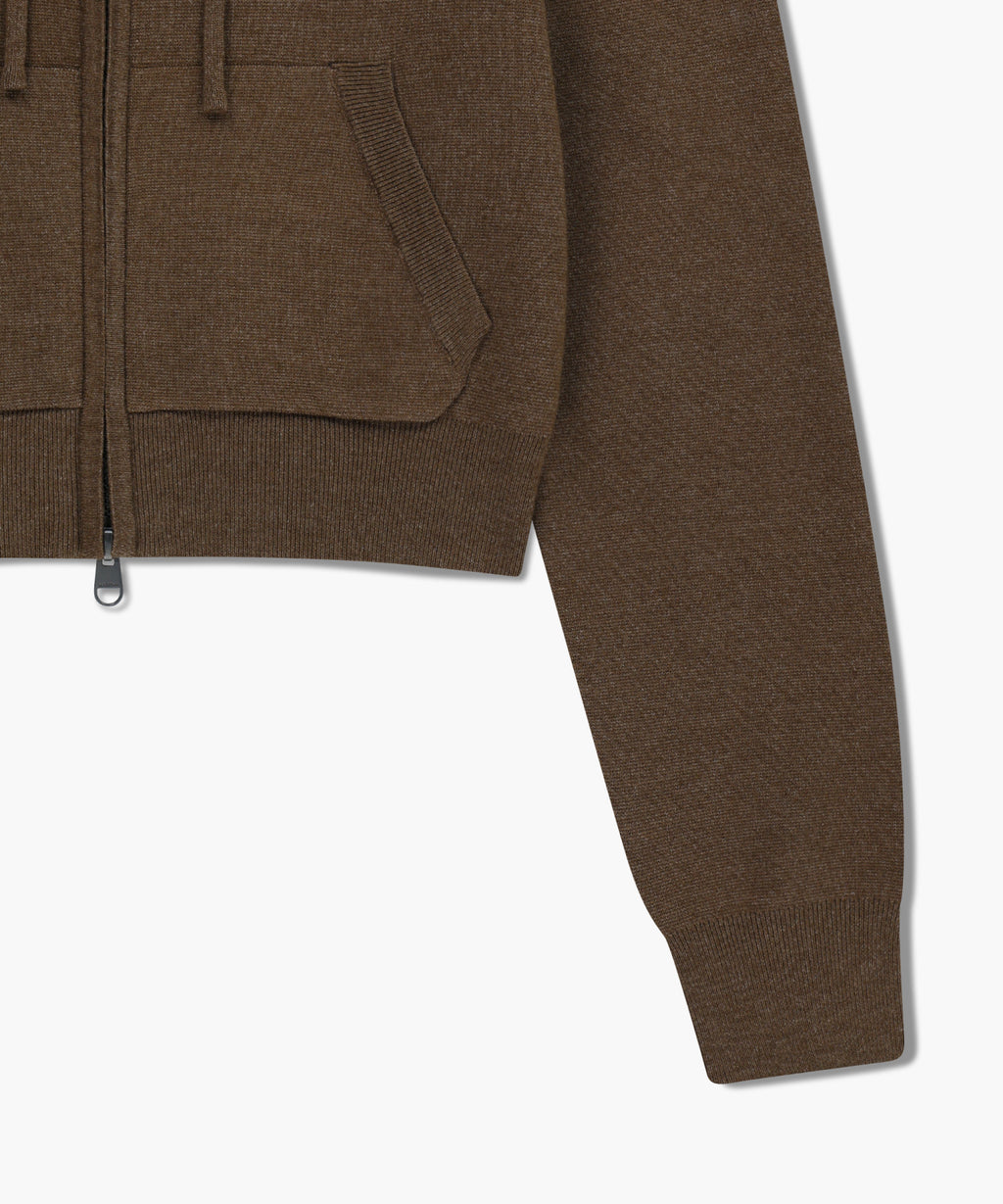 Marithe & Francois Girbaud - Classic Logo Crop Knit Hoodie Zipup (Brown) product image 10 | TRAB K-Fashion Australia