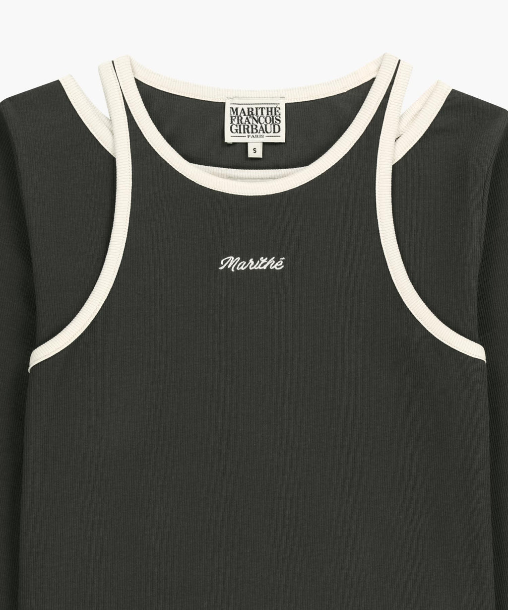 Marithe & Francois Girbaud - Sleeveless Layered Long Sleeve Tee (Charcoal) product image 10 | TRAB K-Fashion Australia