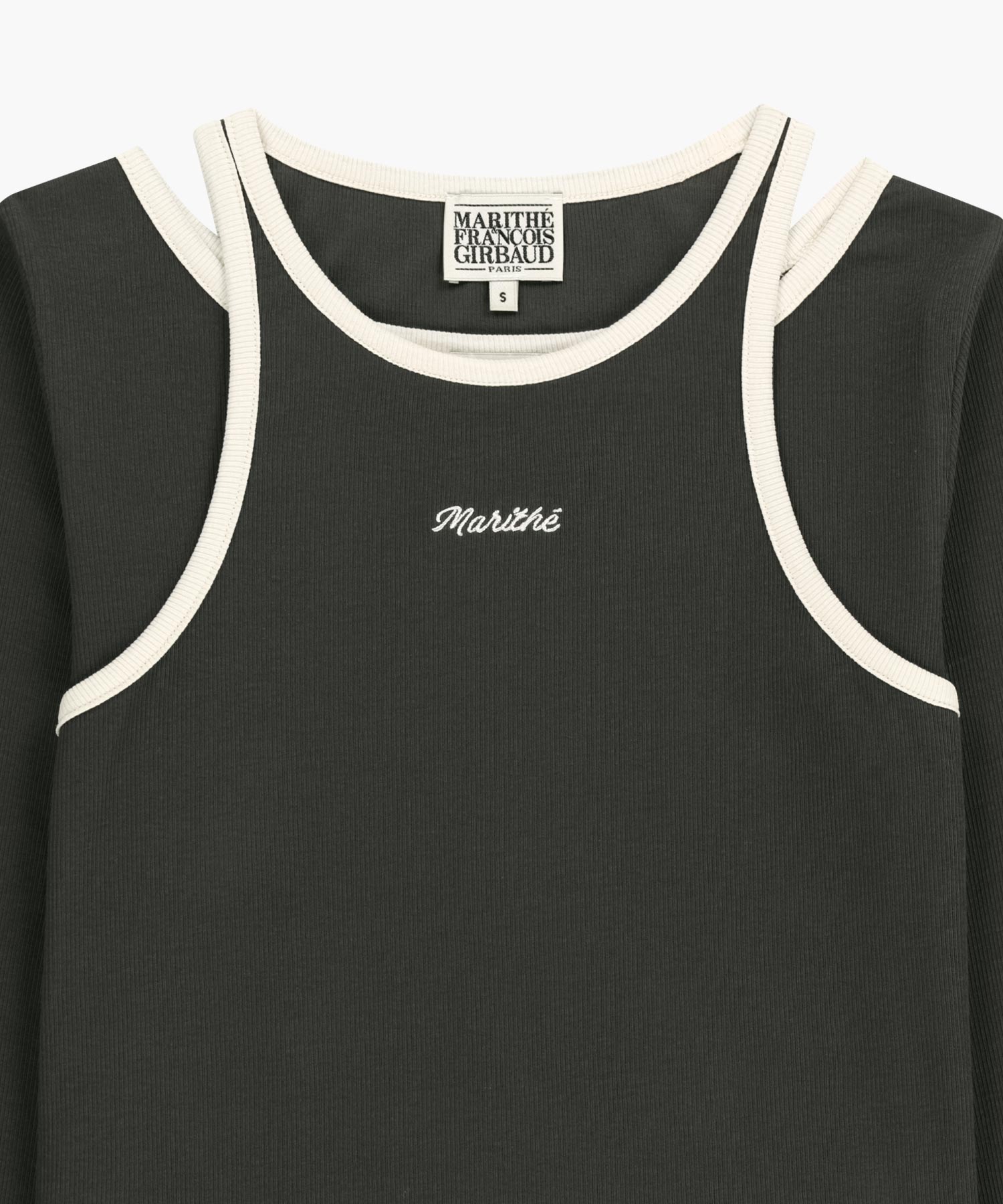 Marithe & Francois Girbaud - Sleeveless Layered Long Sleeve Tee (Charcoal) product image 10 | TRAB K-Fashion Australia