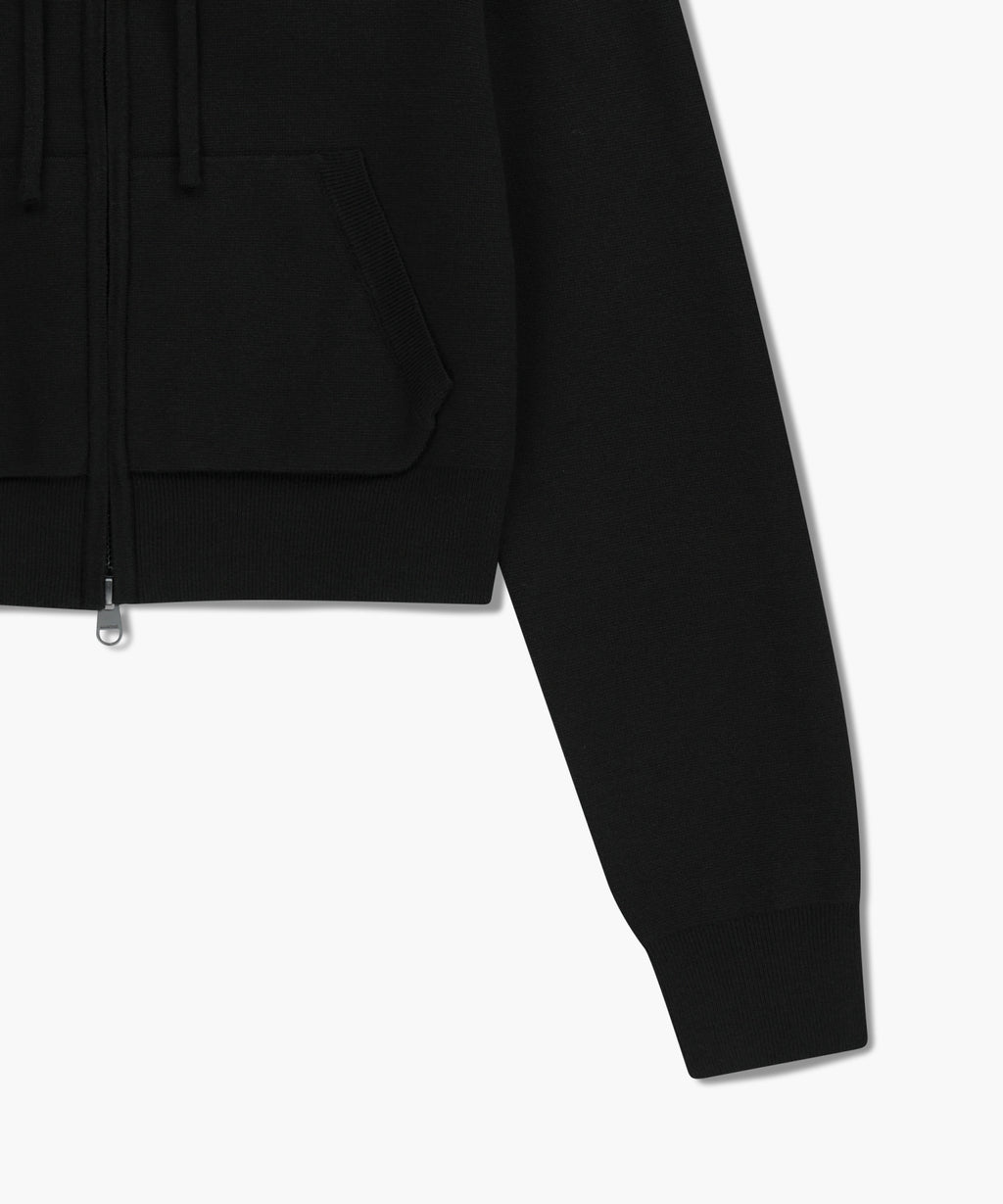 Marithe & Francois Girbaud - Classic Logo Crop Knit Hoodie Zipup (Black) product image 10 | TRAB K-Fashion Australia