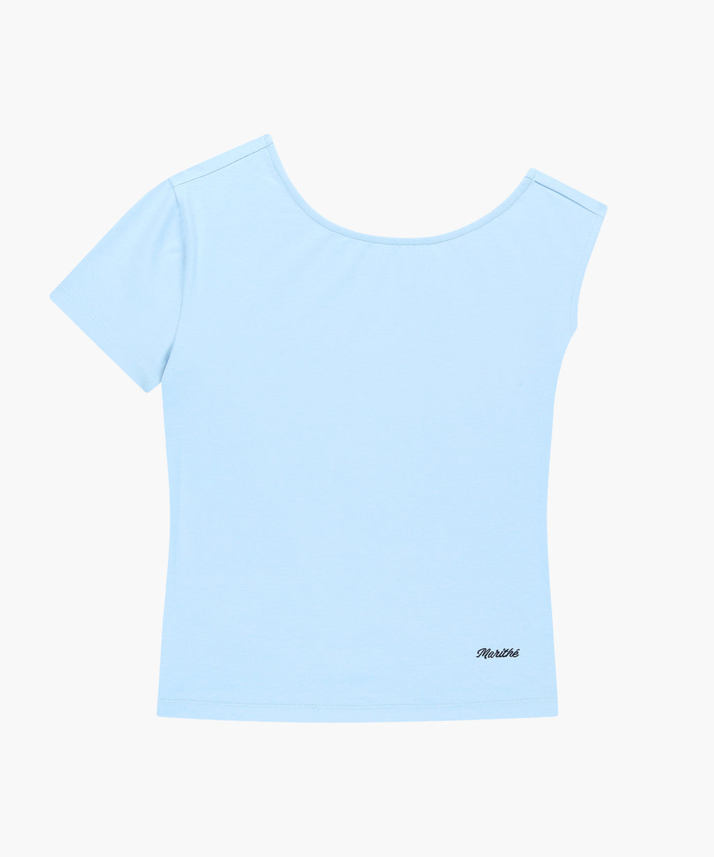 Marithe & Francois Girbaud - Small Classic Logo One Shoulder Layered Tee (Sky Blue) product image 10 | TRAB K-Fashion Australia