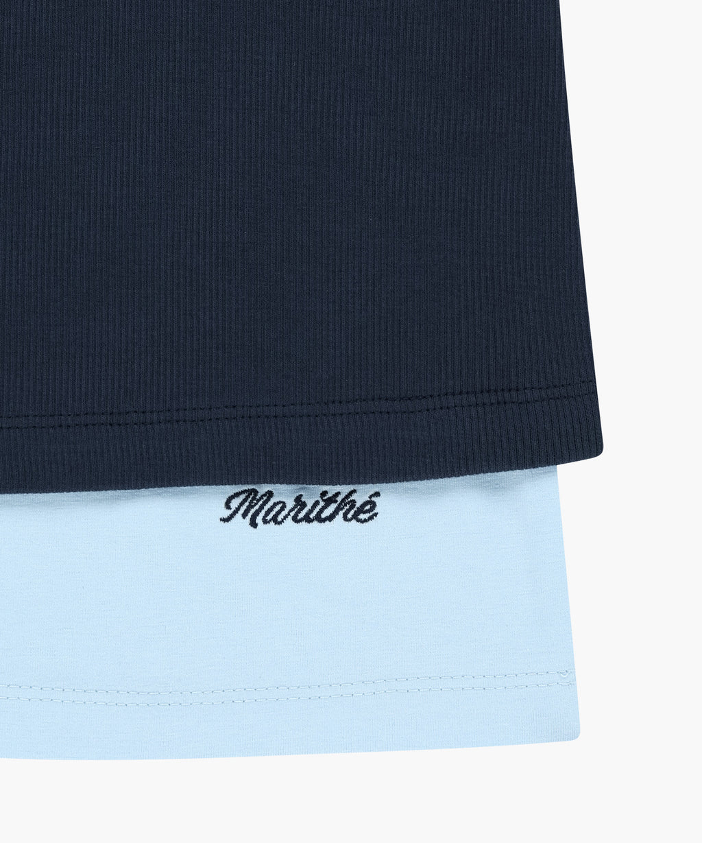 Marithe & Francois Girbaud - Small Classic Logo One Shoulder Layered Tee (Sky Blue) product image 10 | TRAB K-Fashion Australia