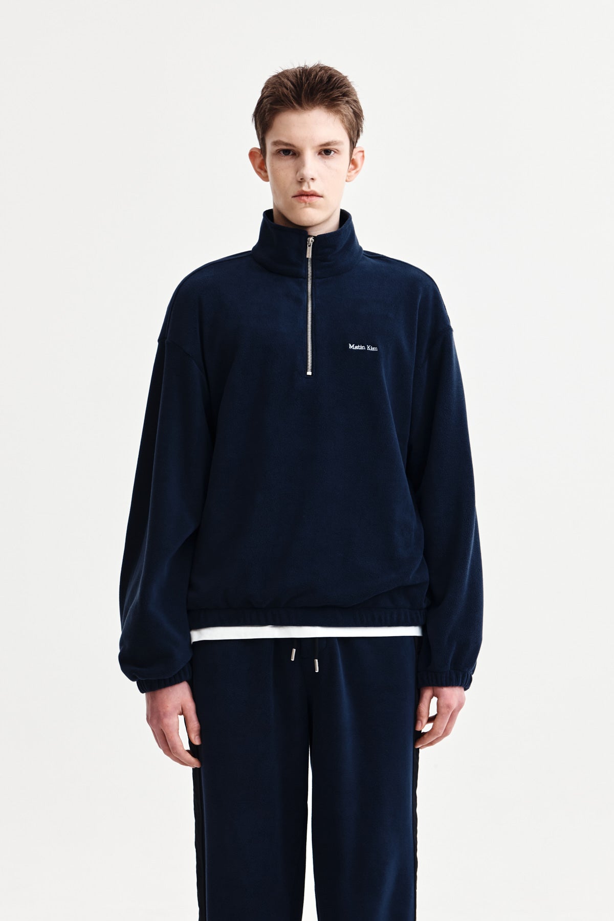 Matin Kim - Sherpa Fleece Half Zip Up Top (Navy) product image 10 | TRAB K-Fashion Australia