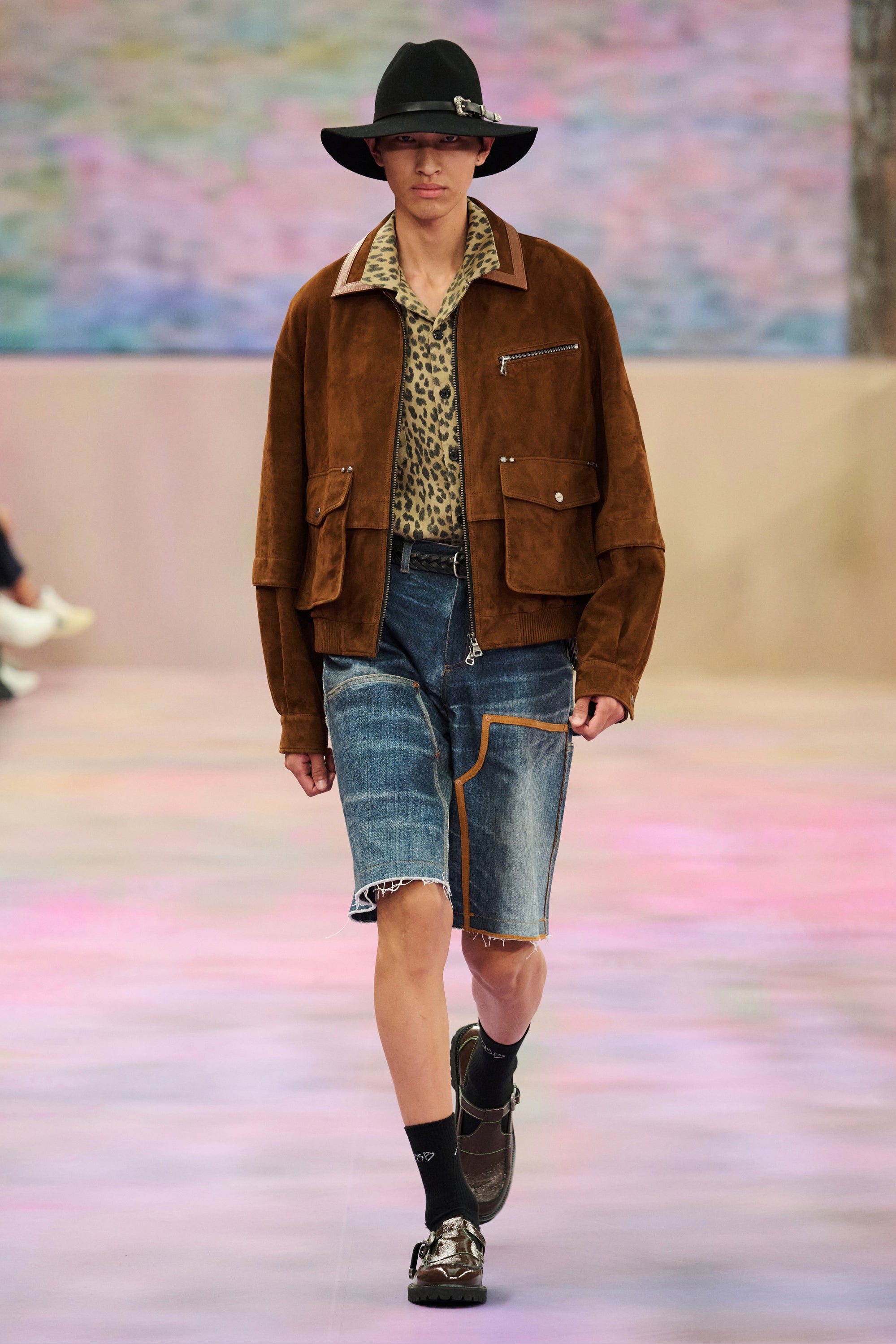 Andersson Bell - Unisex Denim Trompe L`oeil Double Knee Shorts (Blue) product image 7 | TRAB K-Fashion Australia