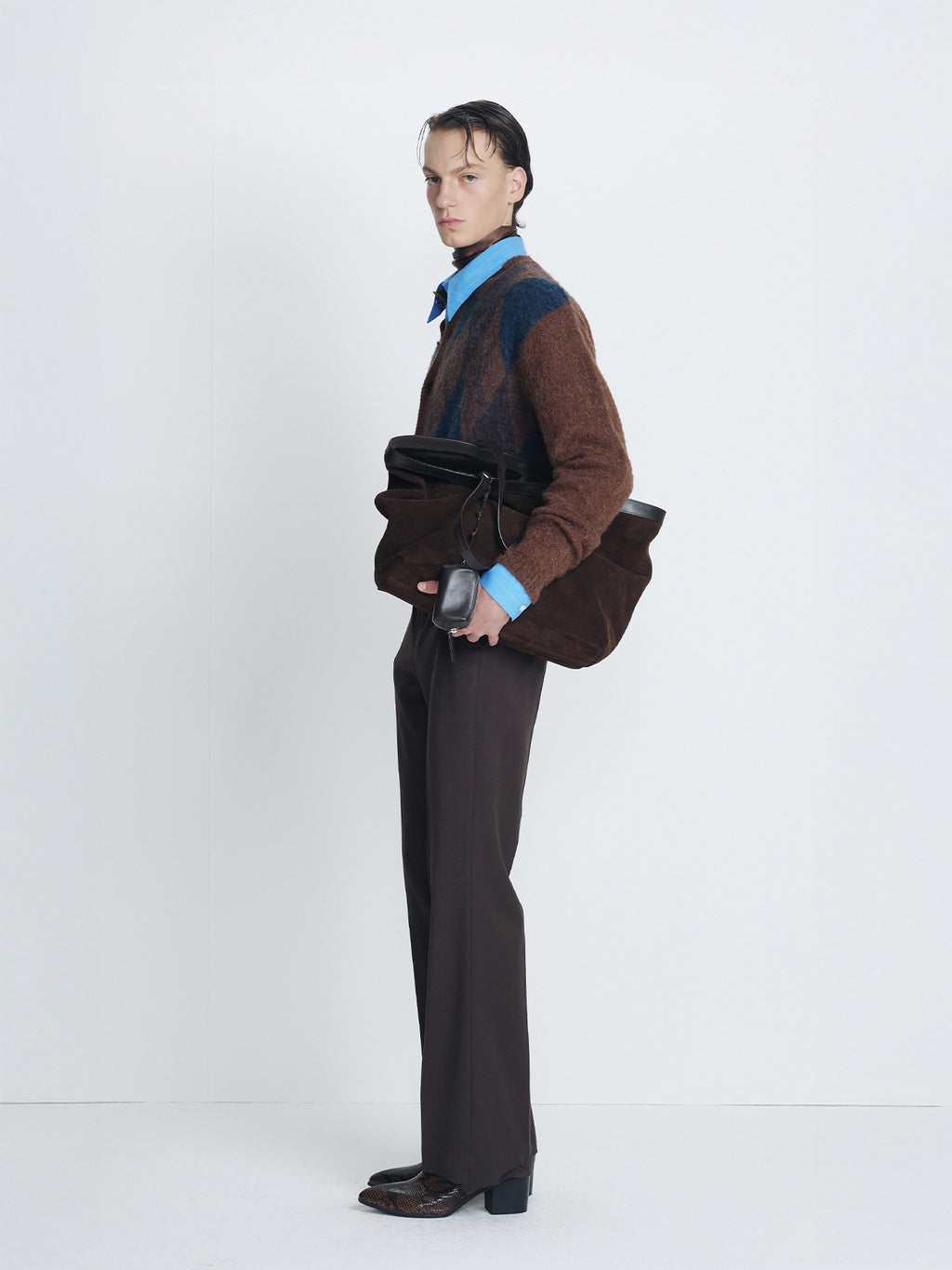 Tonywack - Brushed Argyle Cardigan (Mocha Brown) product image 2 | TRAB K-Fashion Australia