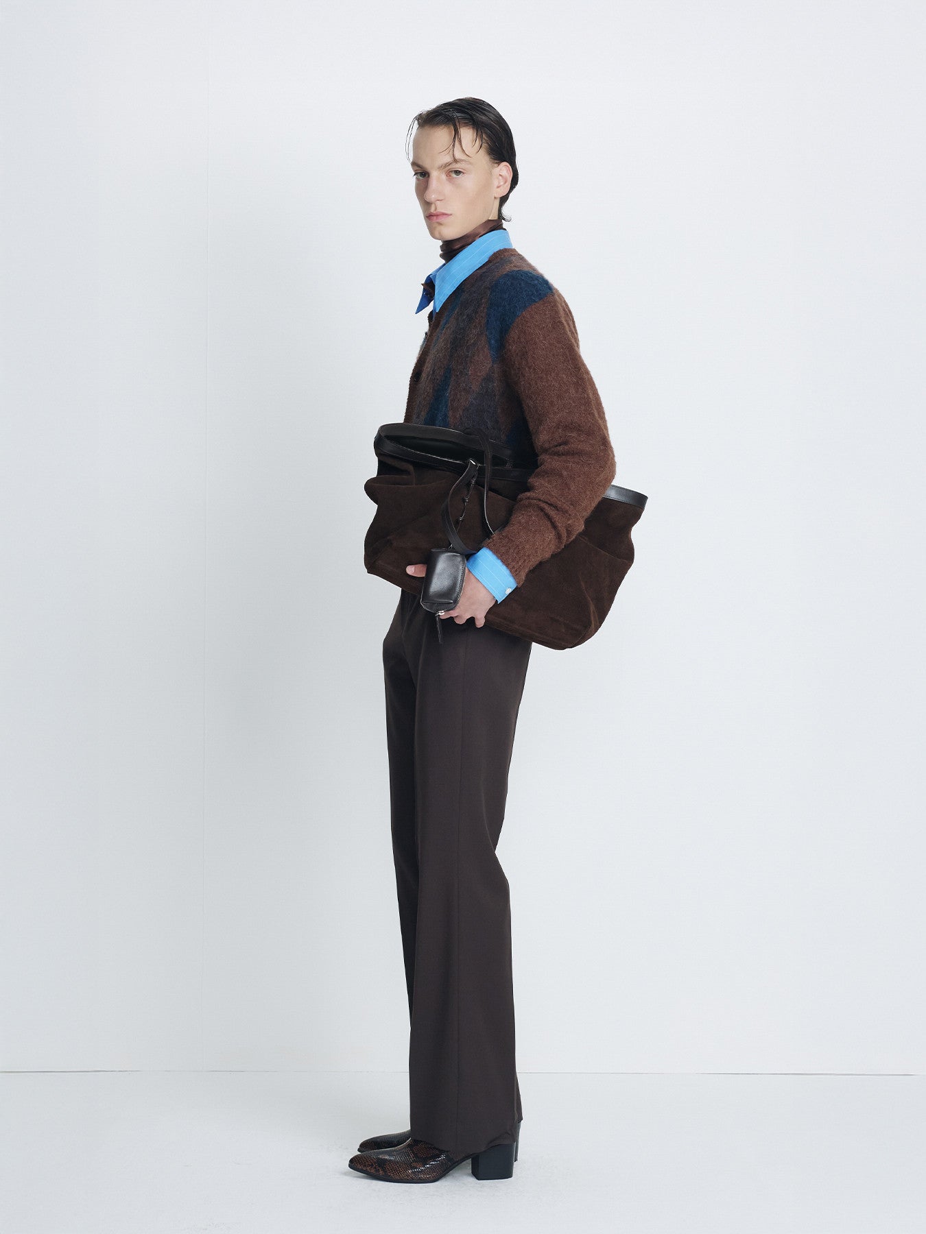 Tonywack - Brushed Argyle Cardigan (Mocha Brown) product image 2 | TRAB K-Fashion Australia