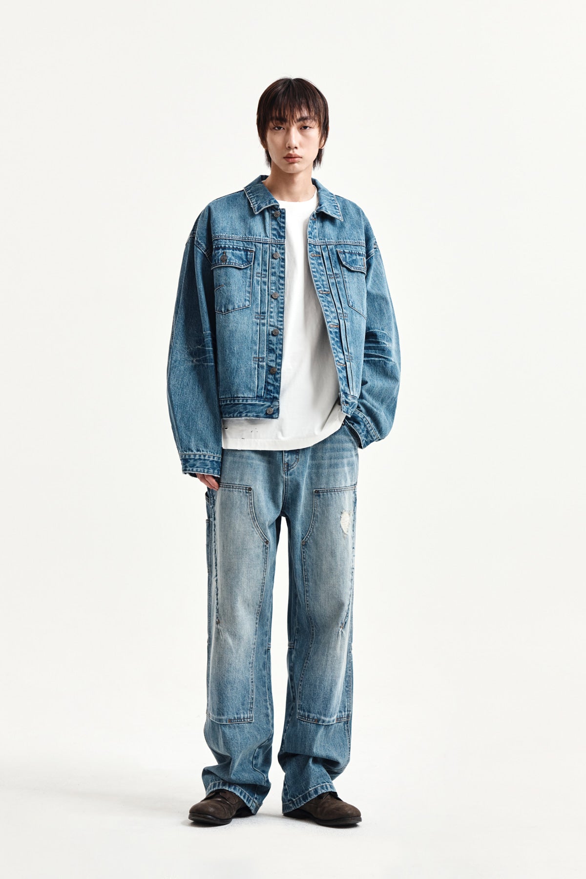 Matin Kim - Vintage Washed Denim Trucker (Blue) product image 9 | TRAB K-Fashion Australia