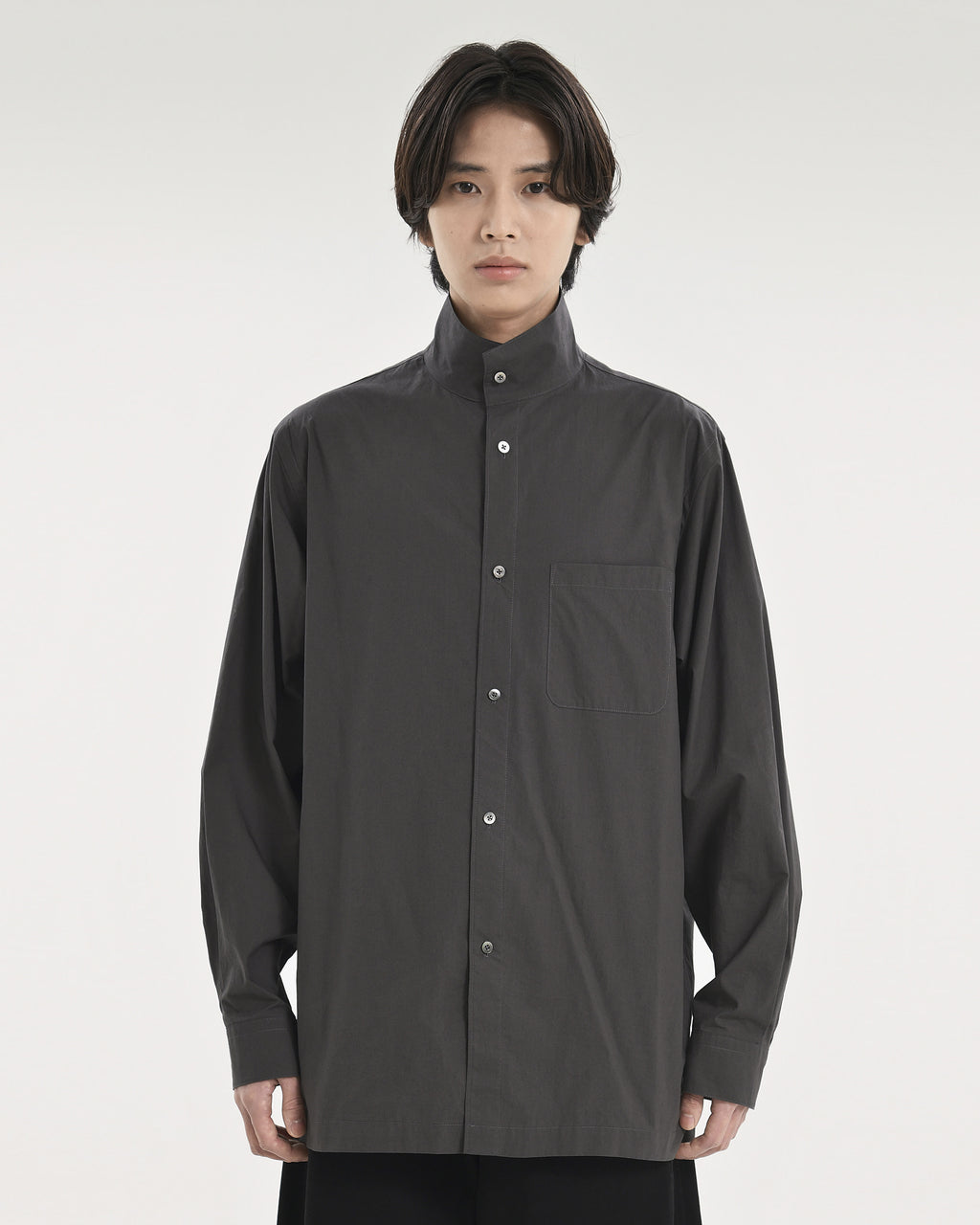 Brownyard - Stand Collar Shirt (Charcoal) product image 2 | TRAB K-Fashion Australia