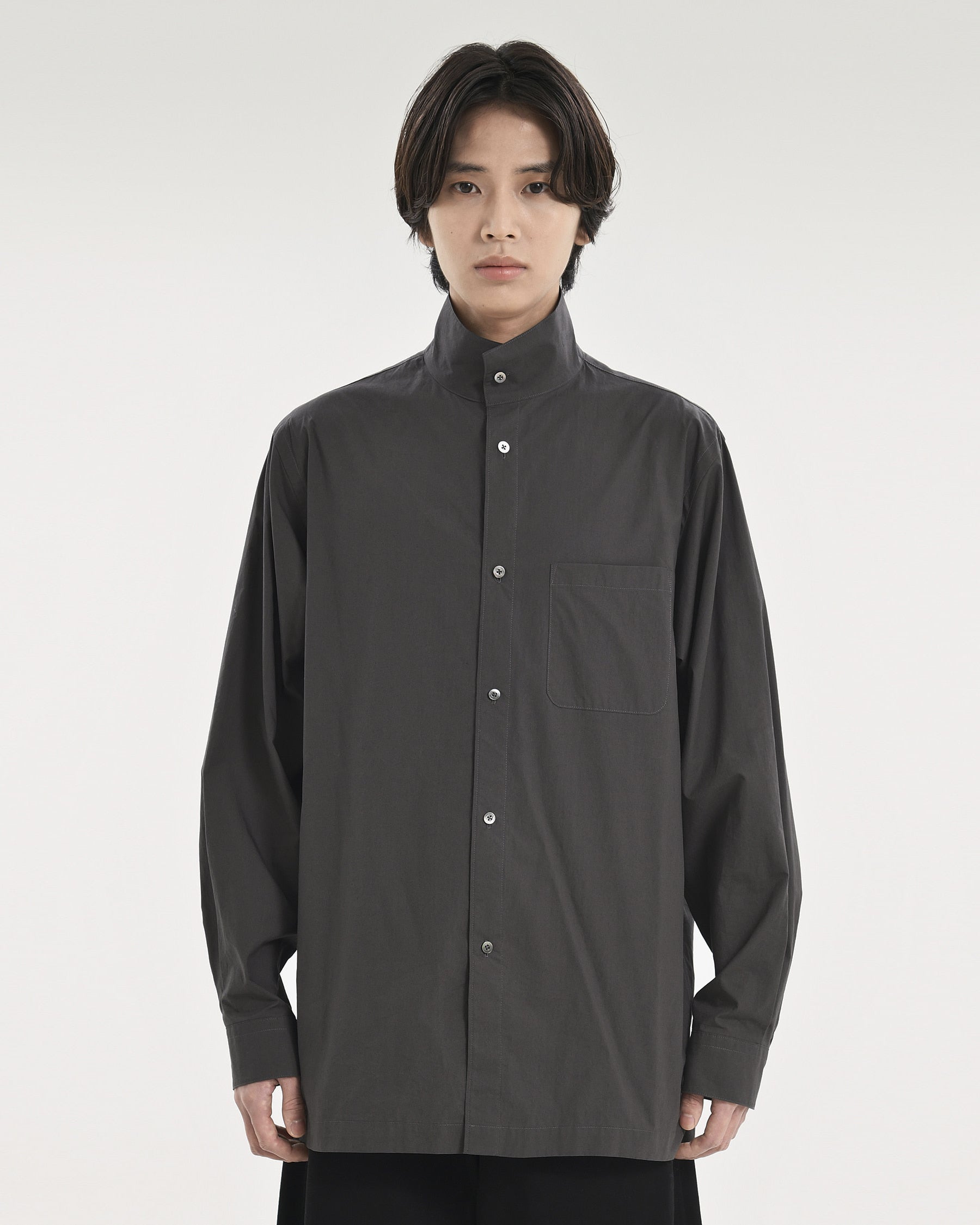Brownyard - Stand Collar Shirt (Charcoal) product image 2 | TRAB K-Fashion Australia