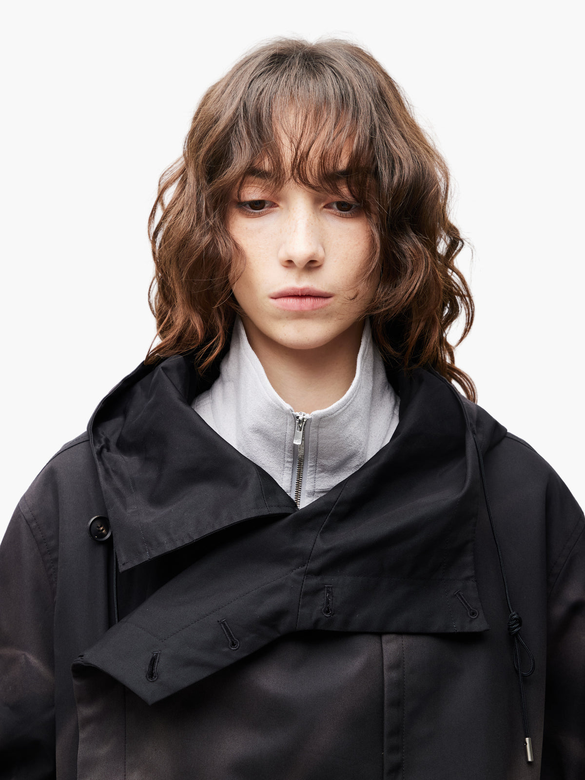Jiyong Kim - Sun-Bleached Asymmetric Front Jacket (Black) product image 6 | TRAB K-Fashion Australia