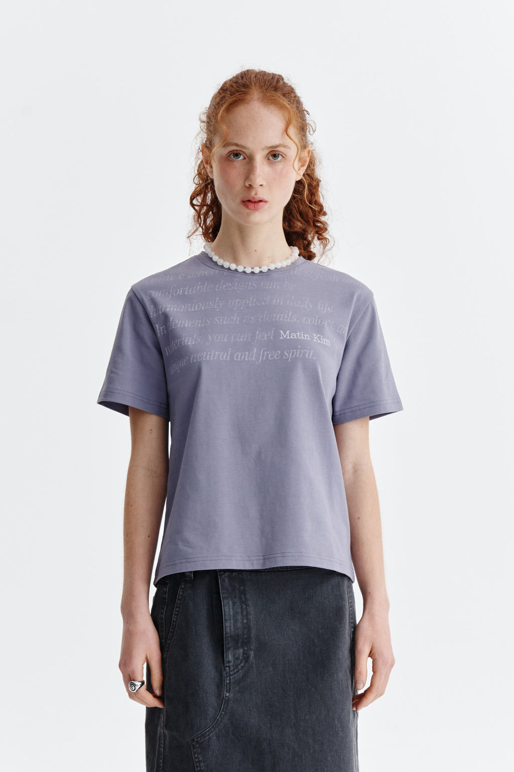 Matin Kim - Logo Point Lettering Graphic Top (Purple) product image 9 | TRAB K-Fashion Australia