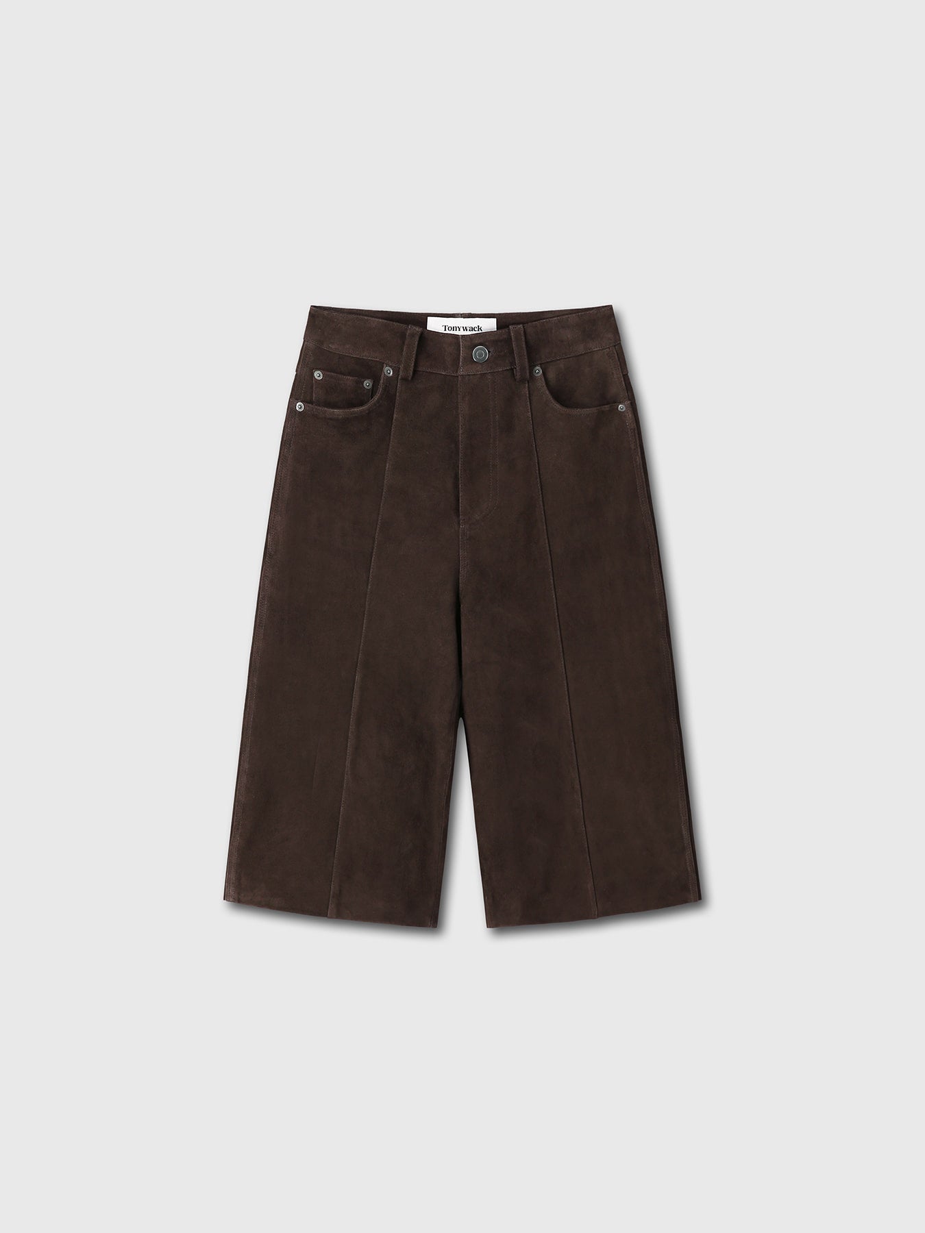 Tonywack - Goat Suede Straight-Leg Bermuda Shorts (Dark Brown) product image 8 | TRAB K-Fashion Australia