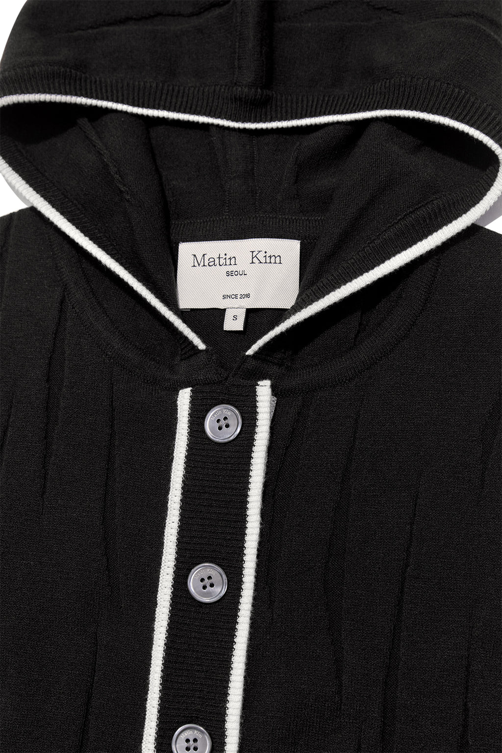 Matin Kim - Wrinkle Hoody Button Knit Vest (Black) product image 3 | TRAB K-Fashion Australia