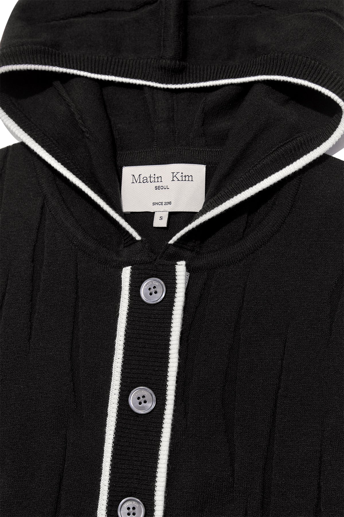 Matin Kim - Wrinkle Hoody Button Knit Vest (Black) product image 3 | TRAB K-Fashion Australia