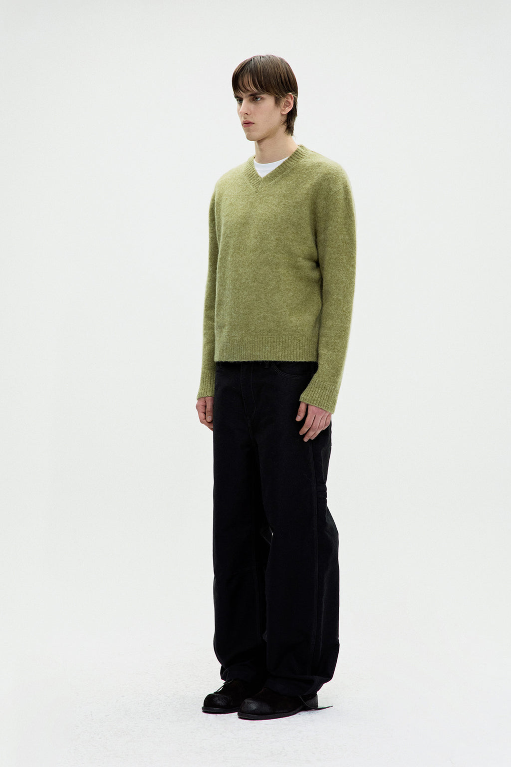 Coor - Wool Blend Hairy V-Neck Sweater (Pale Green) product image 3 | TRAB K-Fashion Australia