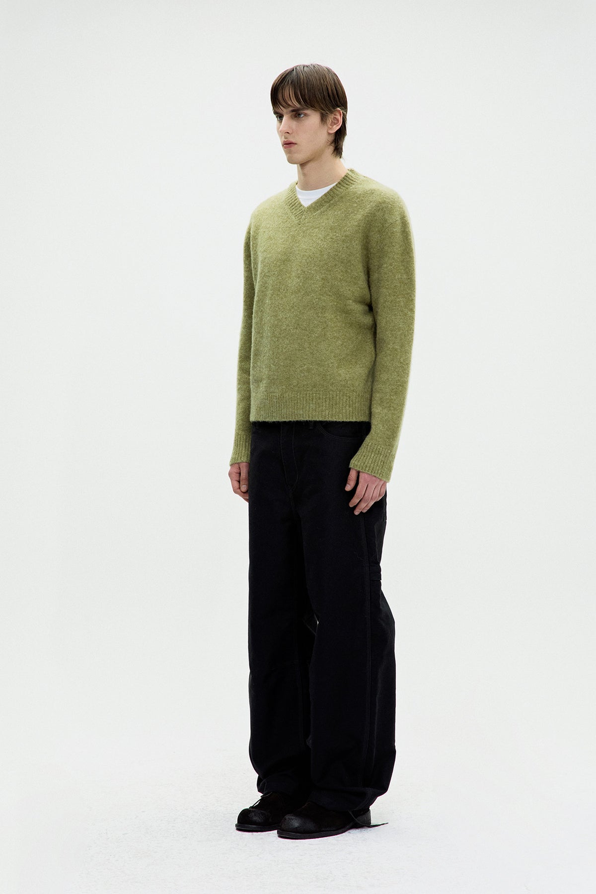 Coor - Wool Blend Hairy V-Neck Sweater (Pale Green) product image 3 | TRAB K-Fashion Australia