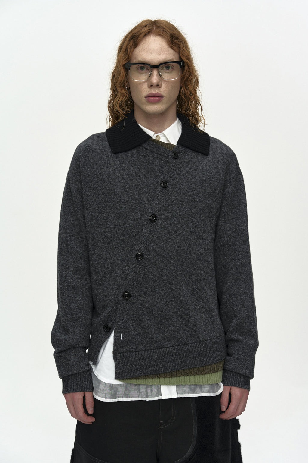 Andersson Bell - Layered Collar Cardigan (Charcoal) product image 4 | TRAB K-Fashion Australia